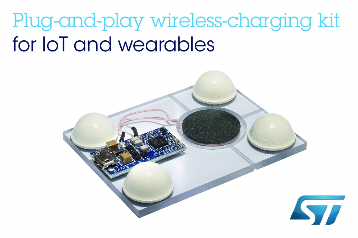 ST新闻图片 8月16日——意法半导体发布即插即用的无线充电套件，为可穿戴设备和物联网设备带来超小体积充电器